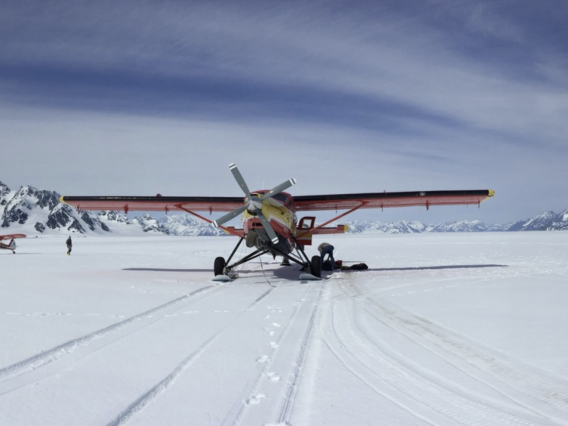 Airplane in snow field