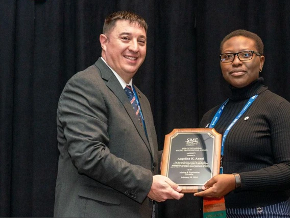 Angelina Anani accepts the Mining & Engineering Young Professional Award in February.