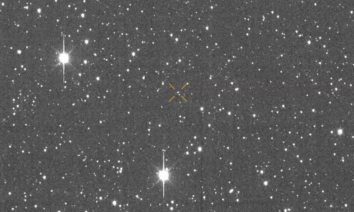 This image made available by University of Hawaii's asteroid impact alert system shows the motion of asteroid 2024 YR4 over about one hour, 27 December, 2024. (ATLAS / University of Hawaii / NASA via AP) 