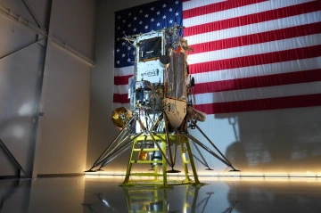 The Intuitive Machines IM-2 lander, Athena, as seen during prelaunch preparations in the company’s Lunar Production and Operations Center.Intuitive Machines/Flickr (CC BY-NC-ND 2.0)